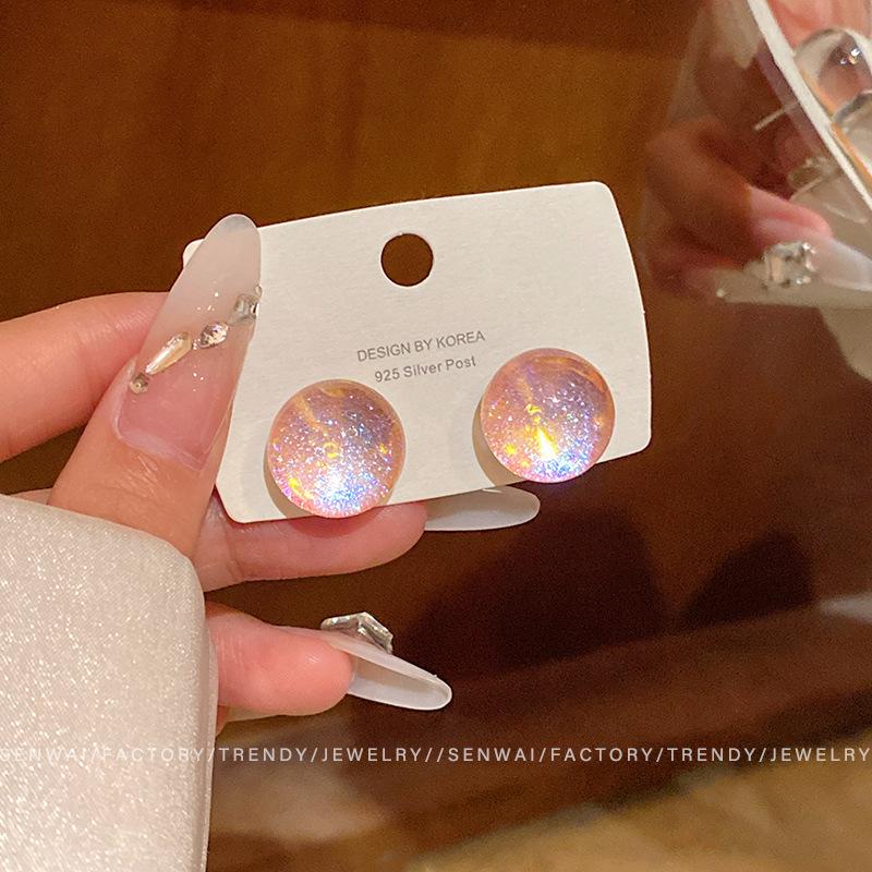 Sommer Dopamin Sternenhimmel farbene Steckerohrringe weibliches Designgefühl passend für den Sommer farbige Harzohren