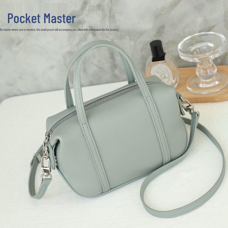 Douxiaozhu New Women's Premium Genuine Leather Boston Pillow Bag