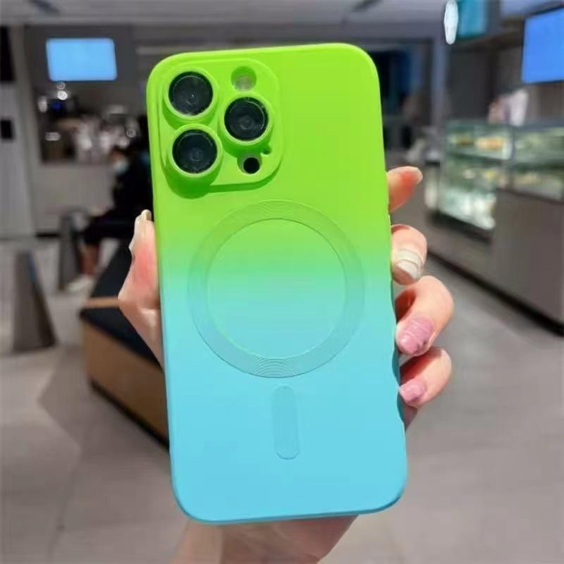 Applicable iPhone16promax Magnetic Mobile Phone Case 15plus Gradual Change 14pro All-inclusive Lens 12 Advanced 11