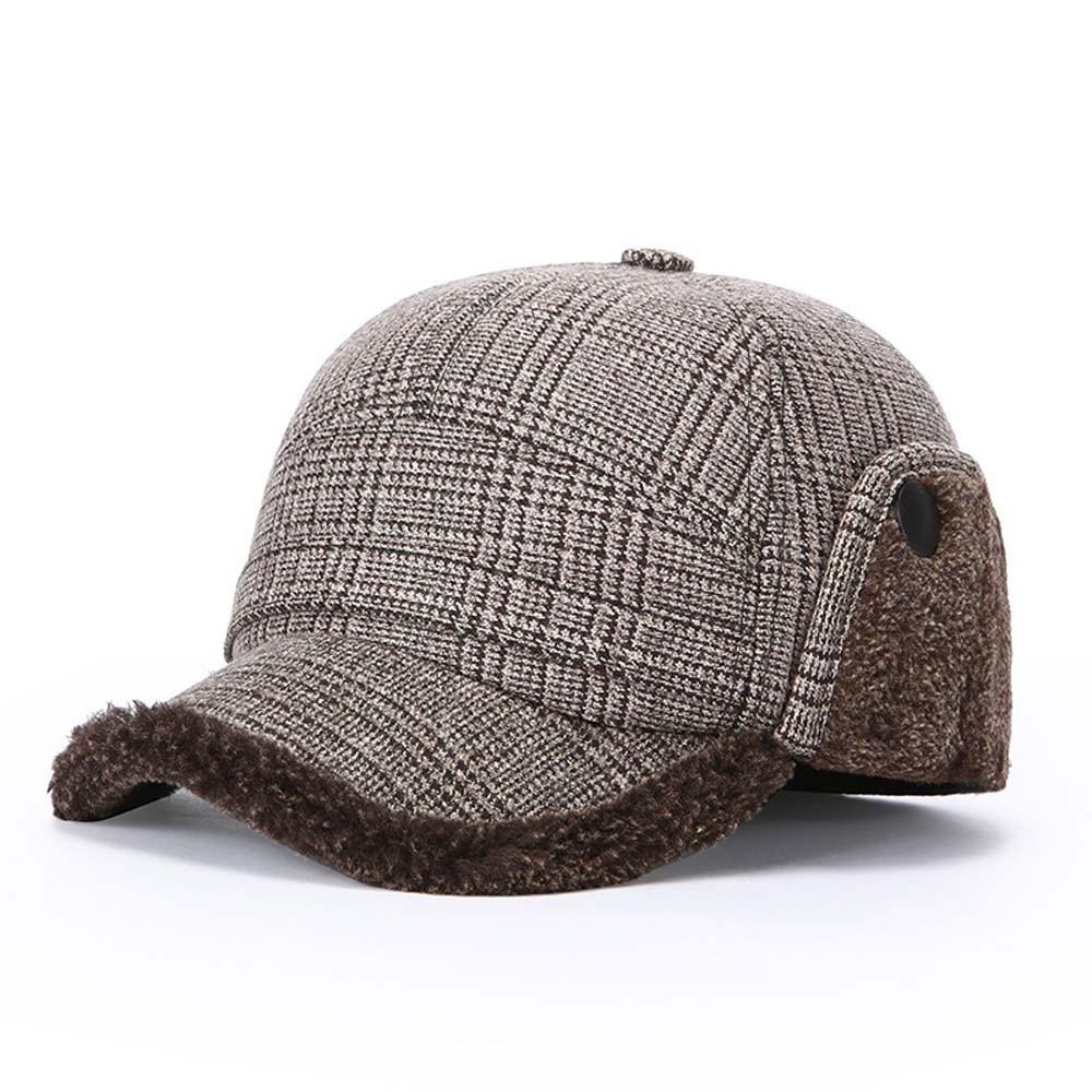 Fleece Lined Earflap Baseball Cap Thick Fleece Cap Thermal Hat Winter Trapper Hat Daily Wear