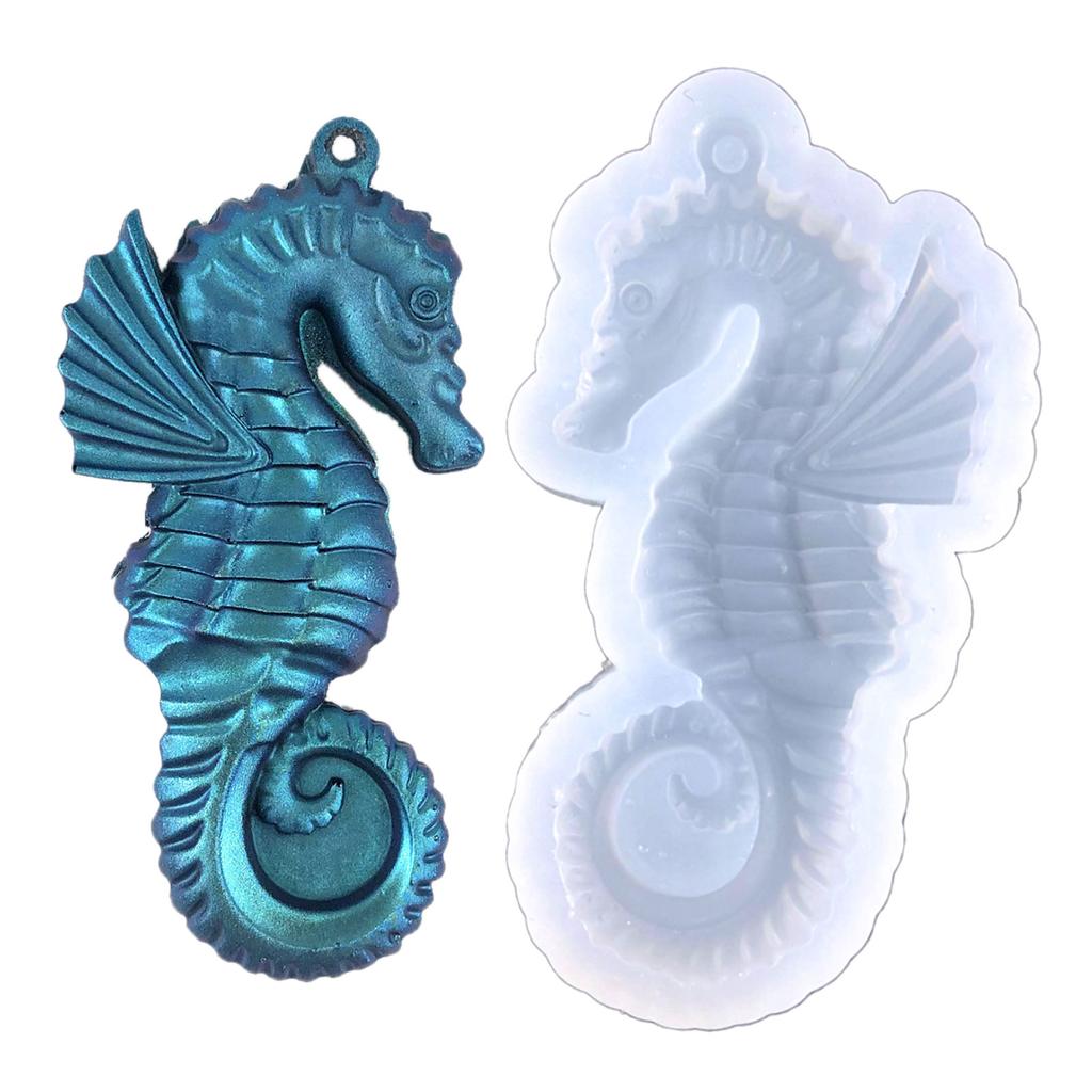 Glossy Christmas Seahorse Ornaments Silicone Epoxy Resin Mold DIY Keychain Pendant Jewelry for Valentines Gift Craft