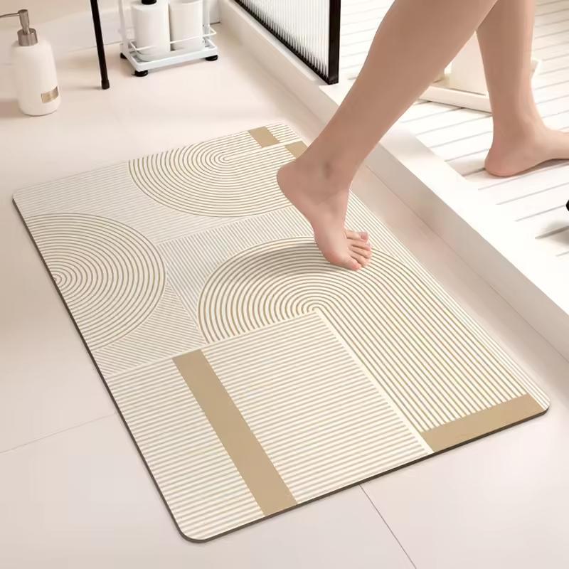 Anti-slip Rubber Door Water Absorbent Modern Rug Set Diatomite Bath Mats for Home Kitchen Bathroom Novelty Pattern Carpet