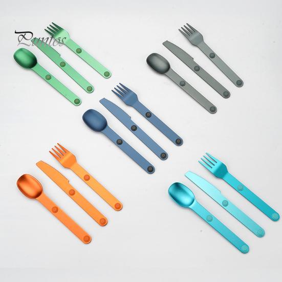 Sada magnetických náčiní Kovové příbory Potravinářské leštěný povrch BPA Free Venkovní cestovní Nůž Vidlička Lžíce Sada Camping Utensils