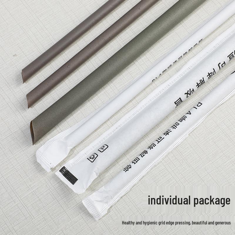 6mm Biodegradable Coffee Grounds PLA Straws - Hot Drink Safe, Food Grade, Individually Wrapped, Disposable