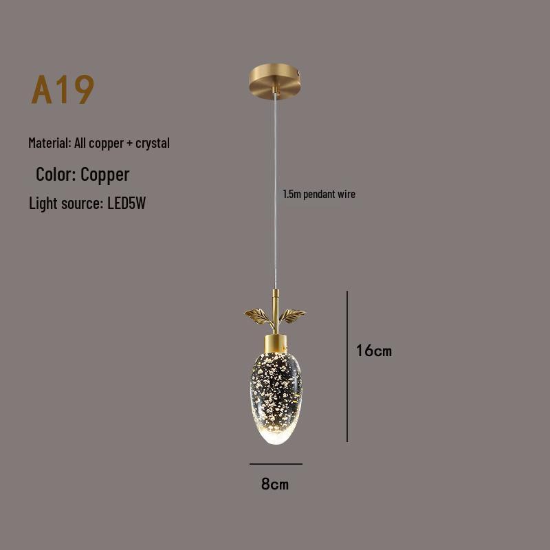 Luxury All-Copper Crystal Chandelier Pendant for Restaurants and Bedrooms