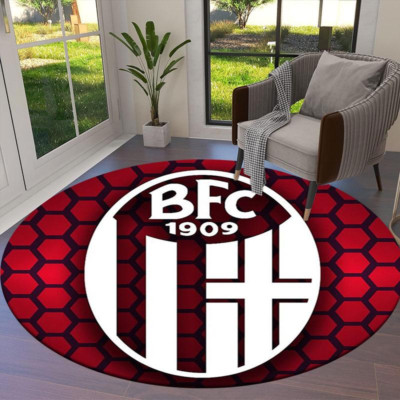Bologna FC 1909 Round Area Rug,Carpet Rug for Living Room Bedroom Sofa Playroom Decor,Non-slip Floor Mat
