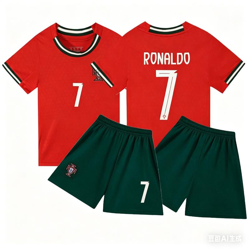 2627 Ronaldo 7 Maglia da Calcio Estiva Oversize a Maniche Corte Kit Maglietta Stampata 3D per Adulti/Bambini Completo Superiore