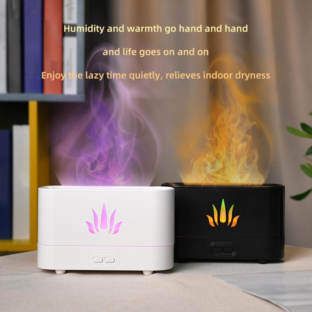 Flame Aroma Diffuser with Light Auto Shut Off for Yoga Tabletop Indoor White