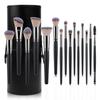15-Piece Matte Black Makeup Brush Set: Powder & Blush Tools Available Now