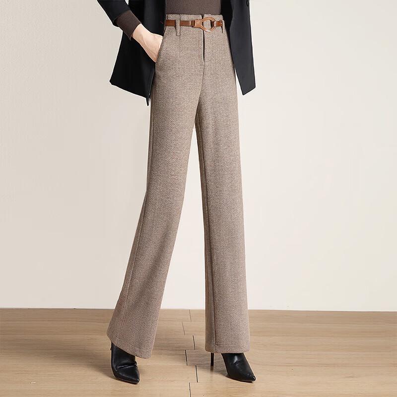Women's High-Waist Wool Blend Wide-Leg Pants