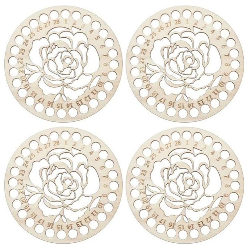 

4Pieces Wood Stitching Thread Holder Disc Numbered Embroidery Floss Thread Organiser Embroidery Thread Dispenser Disc