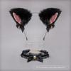 Handmade Lace Bow Choker With Bell Pendant Animal Ear Headband Set Lolita Style