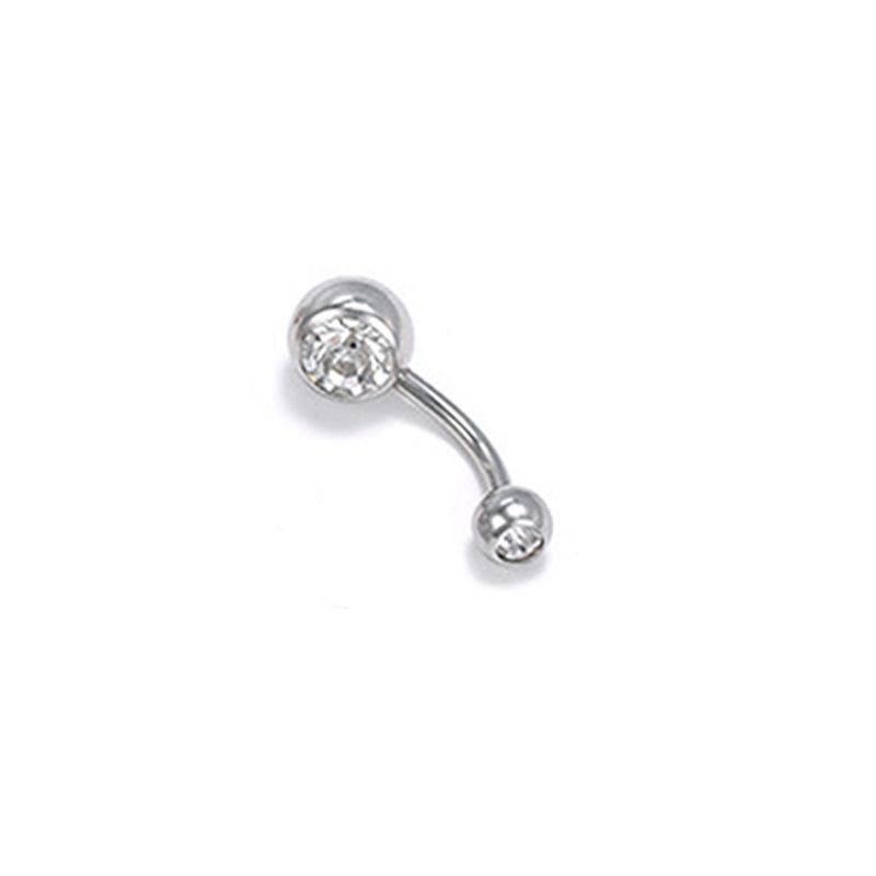 Colorful Double Head Glass Belly Button Ring - Trendy Stainless Steel Summer Style