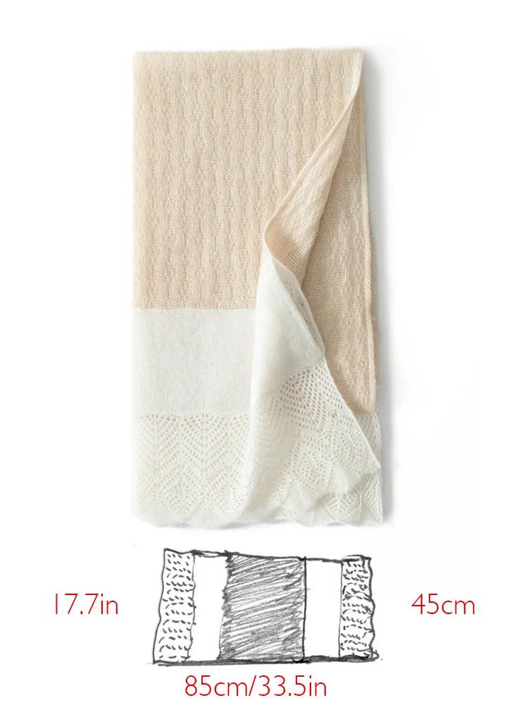 Cashmere Wool Neck Ring Scarf Women Neck Warmer Openwork Small Scarves Shawl Spring Autumn Cowl Soft 35% Cashmere Knit Acc