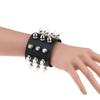 Punk Spike Studded PU Leather Bracelet for Men Women 3-Row Cone Rivet Cuff Wristband Gothic Jewelry