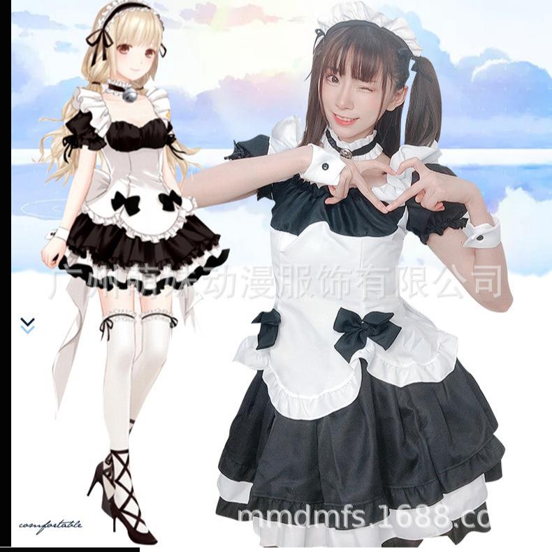 Cosplay around the world, black and white chocolate maid dress princess dress game costume