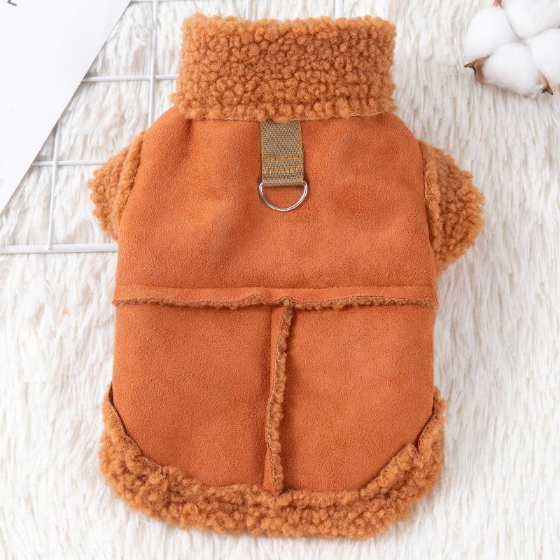 Dog Clothes Autumn Winter Teddy Bichon Pomeranian Leash Suede Vest Cat Small Dog Pet Winter Warm