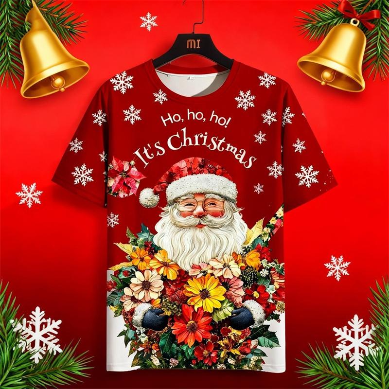 Marry Christmas Men T Shirt 3D Print Short Sleeve Fun Xmas Graphic Tee Shirt For Men Women Holiday Party 2026 New Holiday Gift
