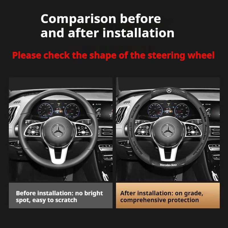 Für Mercedes-Benz A B C E S V R-Klasse C43 CLA GLA GLB GLC GLK SLK SL Vito Auto AntiRutsch Kohlefaser Leder Lenkradabdeckung