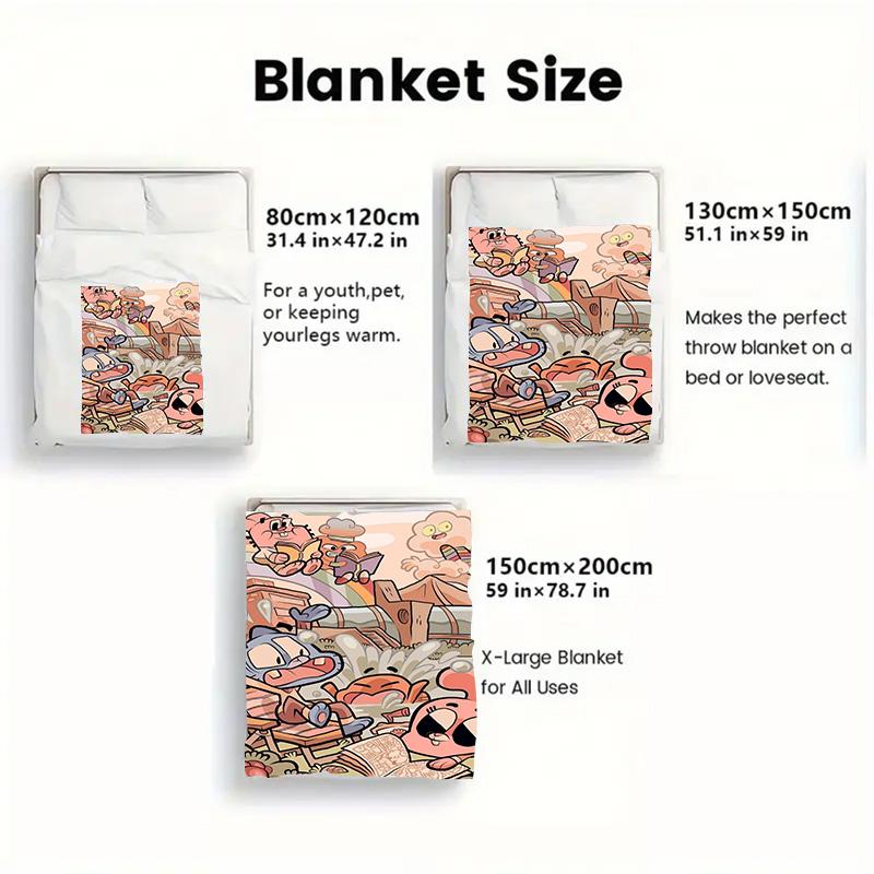 The Amazing World of Gumball 2D Flat Pattern Flannel Blanket High Quality All Seasons Warmth and Comfort Perfect for Christmas Gifts.MMT0918346