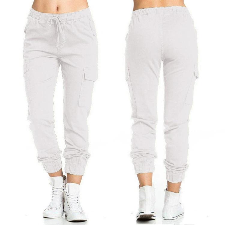 

Женские брюки карго повседневные с эластичным поясом и боковыми карманами женские брюки 3XL белый