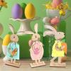 Yousheng 2/3Pcs Easter Bunny Table Sign Farmhouse Rustic Wooden Egg Rabbit Ornament Happy Easter Spring Home Office Table Centerpiece Decoration