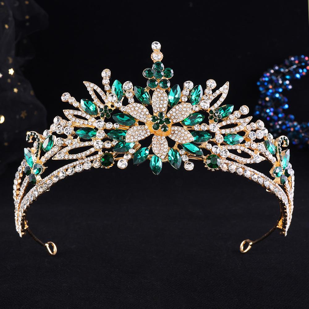 

DIEZI Baroque Luxury AB Crystal Flower Tiara For Women Wedding Party Elegant Bridal Bride Rhinestone Crown Hair Accessories