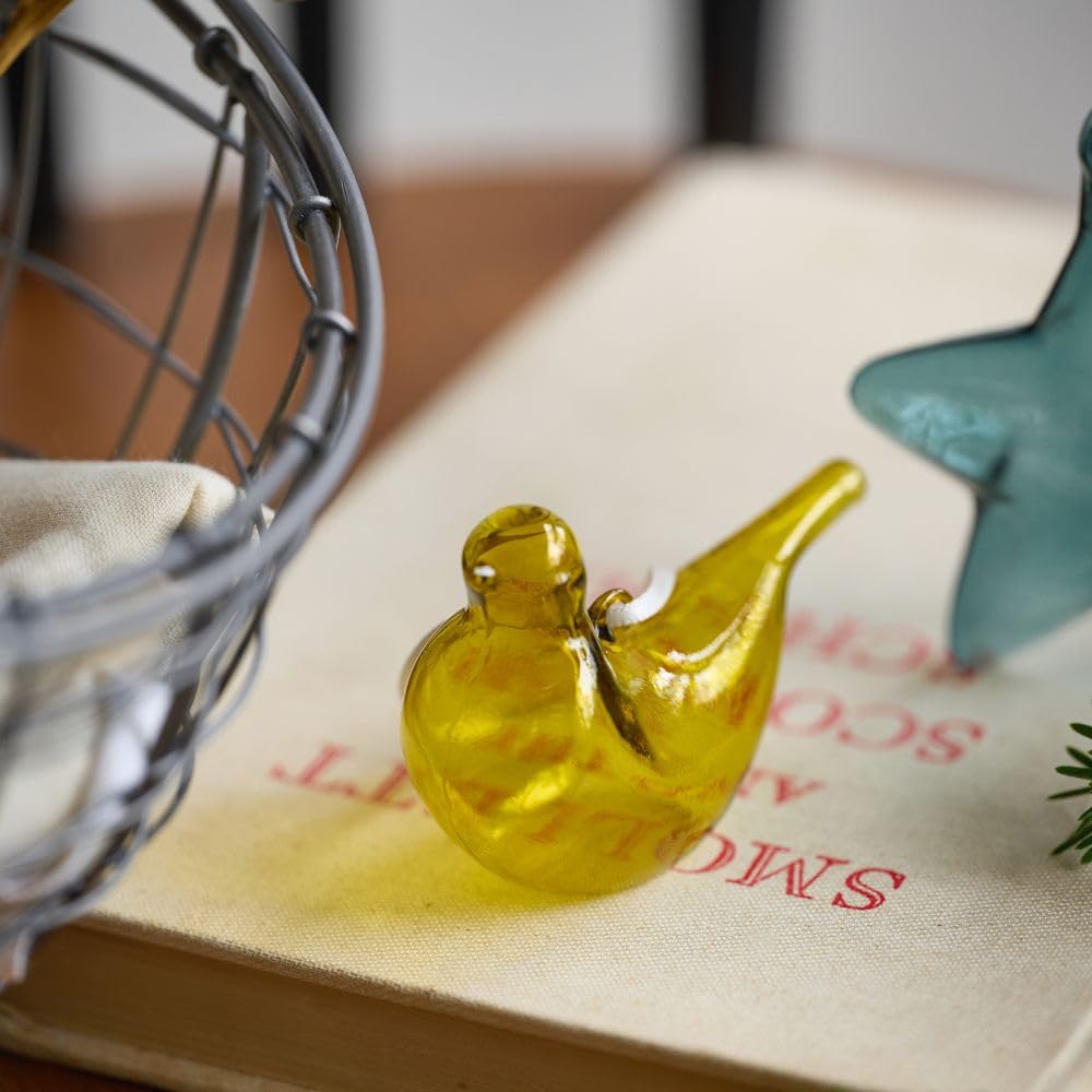 Shesay Mignon à Suspendre ou à Poser Vitrail de Noël Transparent Coloré Oiseau Nordique Ornement, Objet, Verre, Style, (gris)