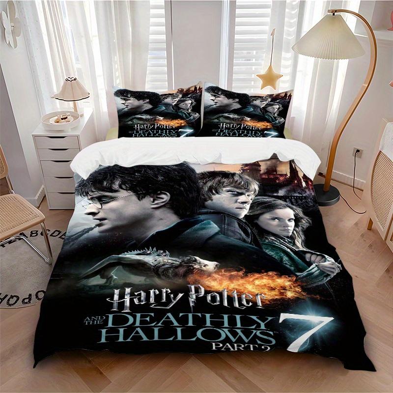 3pcs Harry Potter Deathly Hallows Part 2 Design Bedding Set - Includes 1 Quilt Cover and 2 Pillowcases, Comfortable Bedding