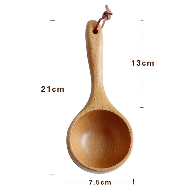 Wood Scoop Japanese-style Short Handle Rice Scoop Kitchen Water Scoop Wooden Spoon Bath Sauna Wooden Bucket Spoon