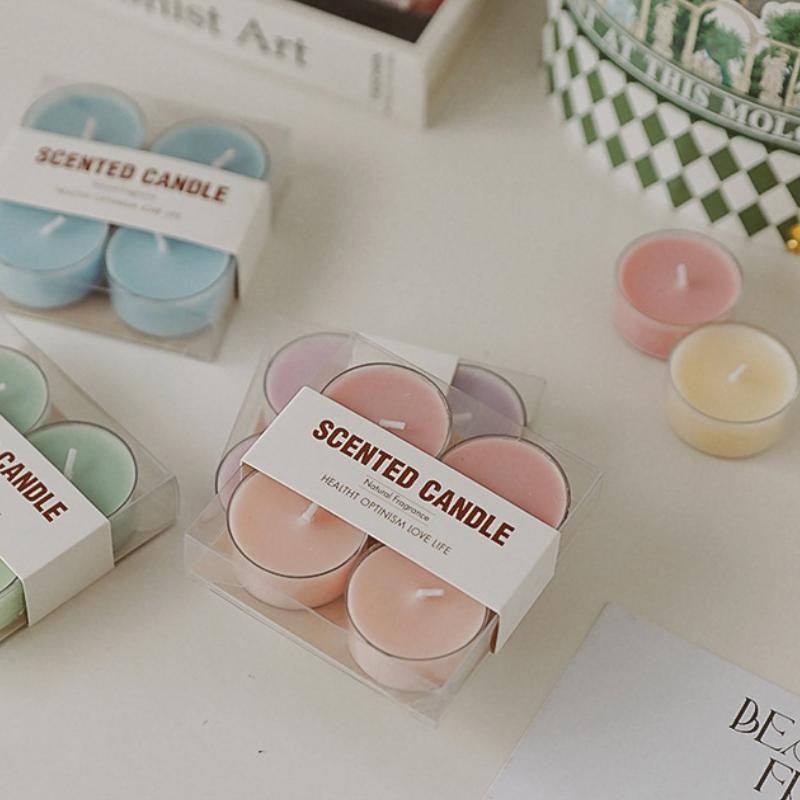 4Pcs/box INS Morandi Color Advanced Scented Candle Girls Bedroom Atmosphere Decoration Aromatherapy Candles Wedding Party Favor