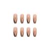 Künstliche Nägel Japanische lange Herbst- und Winter-Nagelkunst Einfache Linien Französische Khaki-Farbverlaufsnägel