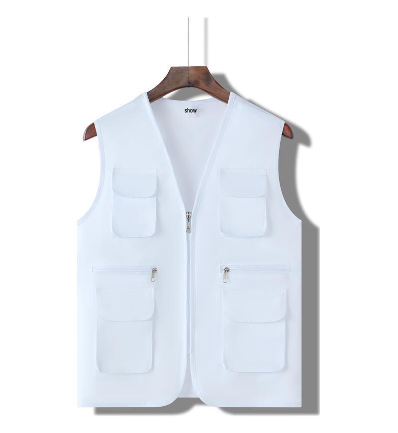 

Custom Multi-Pocket Work Vest with Logo for Construction, Labor Protection, and Photography XL белый