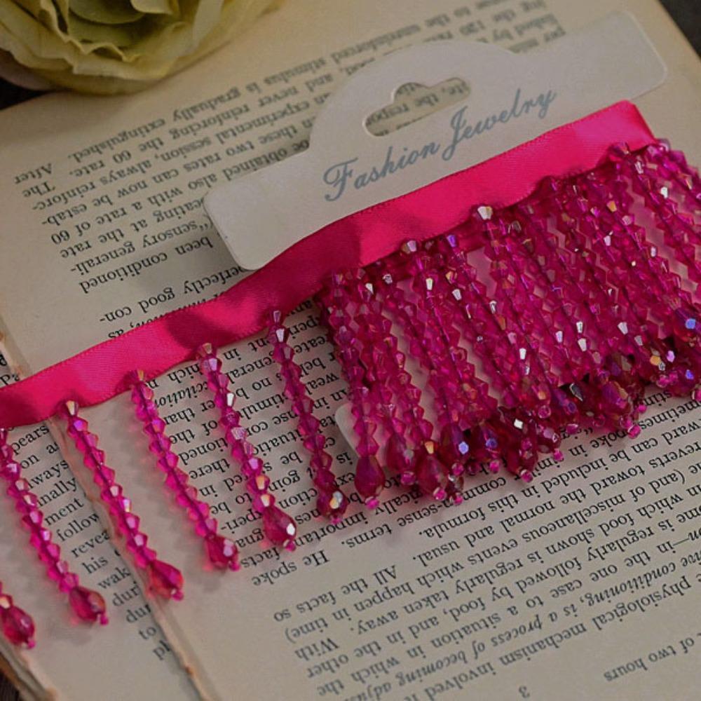 New 5.5CM Wide Crystal Pendant Beaded Fringe DIY Lace Decorative Trim Tassel Fringe Headwear Decoration