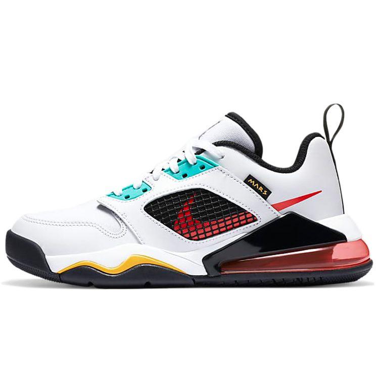 Jordan Mars 270 Low Leather Comfortable Versatile Non-Slip Shock Absorbing Low-Top Basketball Shoes Kids Sneaker White Green Orange DB5920-181