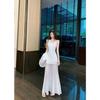[] Human Cotton Splicing Mesh Splicing Suspender Dress Slim-fitting Long Skirt Waist-wrapped Hip A-word Skirt