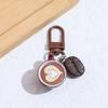 Coffee Cup Keychain Creative Keychain Pendant Mini Latte Art Coffee Cup Key Chain with Simulated Coffee Bean for Bags Keys