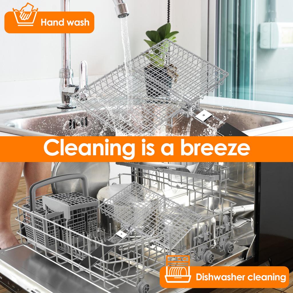 1/2Pcs Grill Basket Folding Portable Stainless Steel BBQ Grill Basket with Handle for Fish Vegetables Shrimp Cooking Accessories