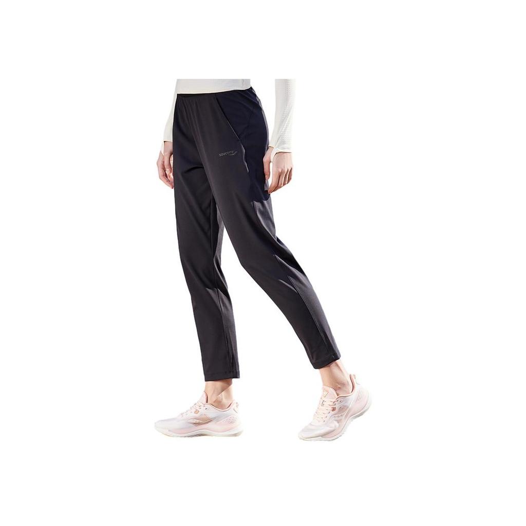 SAUCONY Solid Color Mid Waist Straight Leg Casual Pants Women Bottoms Black SC1239128-1