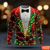 Realistisches Anzugmuster Weihnachten Langarm-T-Shirt Für Männer Lustige Mode 3D-Bedrucktes Xmas-T-Shirt Locker Atmungsaktiv Feiertags-T-Shirts