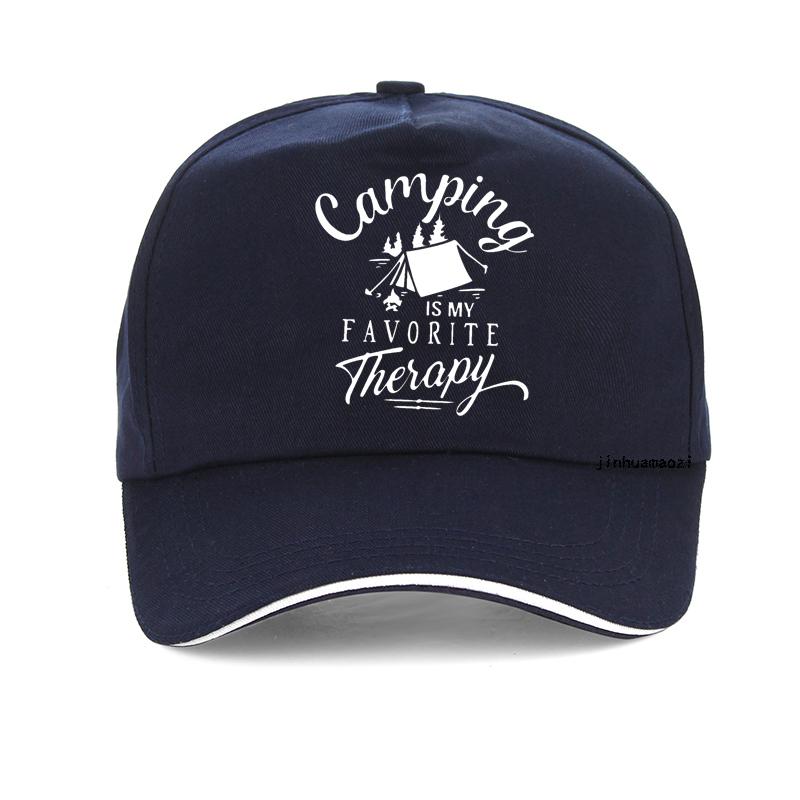 Camping Is My Favorite Therapy Quotes Funny Unisex Baseball Cap Summer Men Women Outdoors Hat