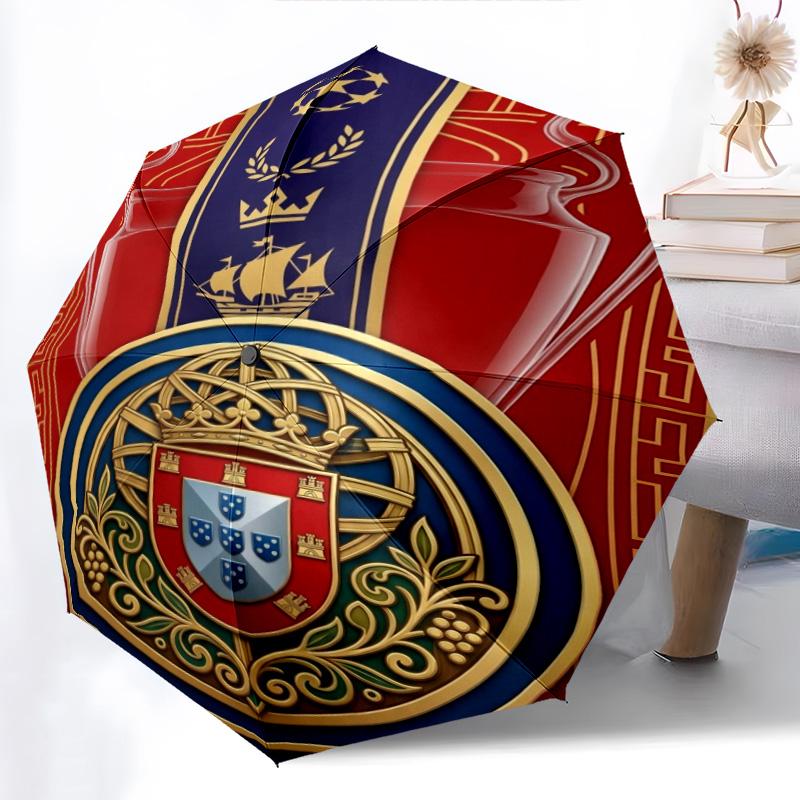 Royal Emblem Checkerboard Background Folding umbrella Umbrella travel light Umbrella Sun umbrella