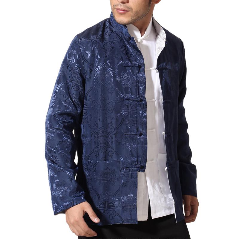 Men's Double-Sided Tang Suit Jacket – Spring/Autumn Ethnic Style with Frog Buttons and Stand Collar