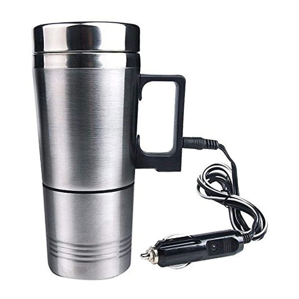500ML Auto Car Heating 12V/24V Portable Stainless Car Heating Cup Water Warmer Bottle With Cigarette Lighter Car Kettle Mug