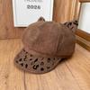 Spring and Autumn atmosphere cat ear octagonal hat female leopard print suede duck tongue beret age reduction cute newsboy hat wholesale