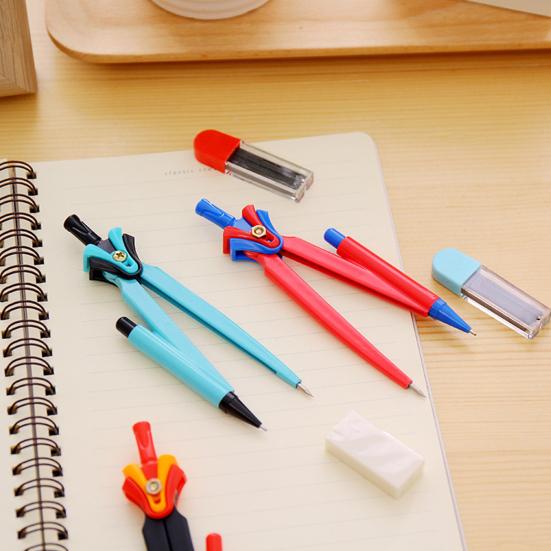 Students Compass Set with Lead Eraser Storage Box Math Learning Drawing Compass Geometry Tool Classroom School Office Supplies