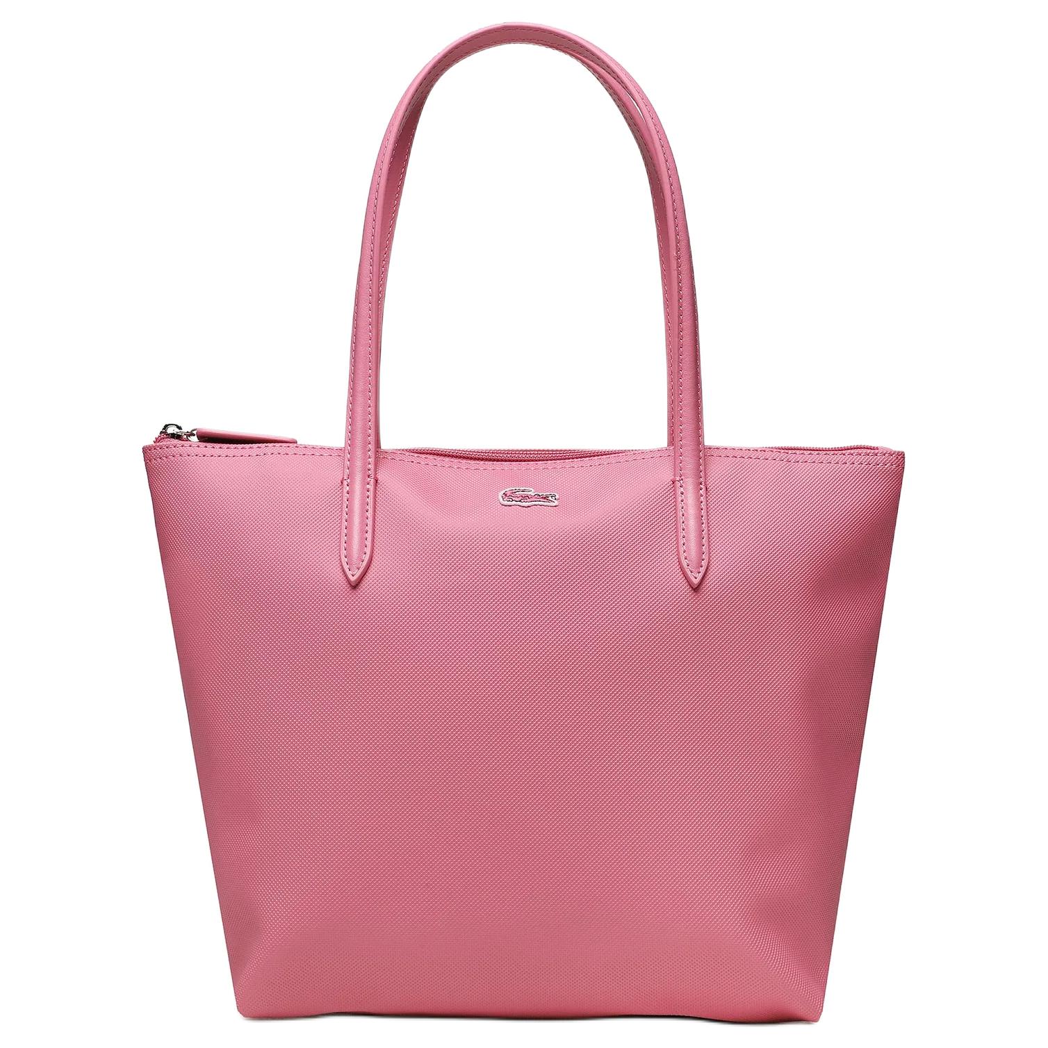 

Lacoste Classic Embroidered Crocodile Logo Zipper Closure PVC Tote Bag Shopping Handbag Shoulder Bag Medium Women tote bags Pink NF2037POL39 Pink,Medium