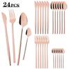 24pcs Black Mirror Dinnerware Set Knife Fork Coffee Spoon Cutlery Set Stainless Steel Flatware Western Party Kitchen Tableware