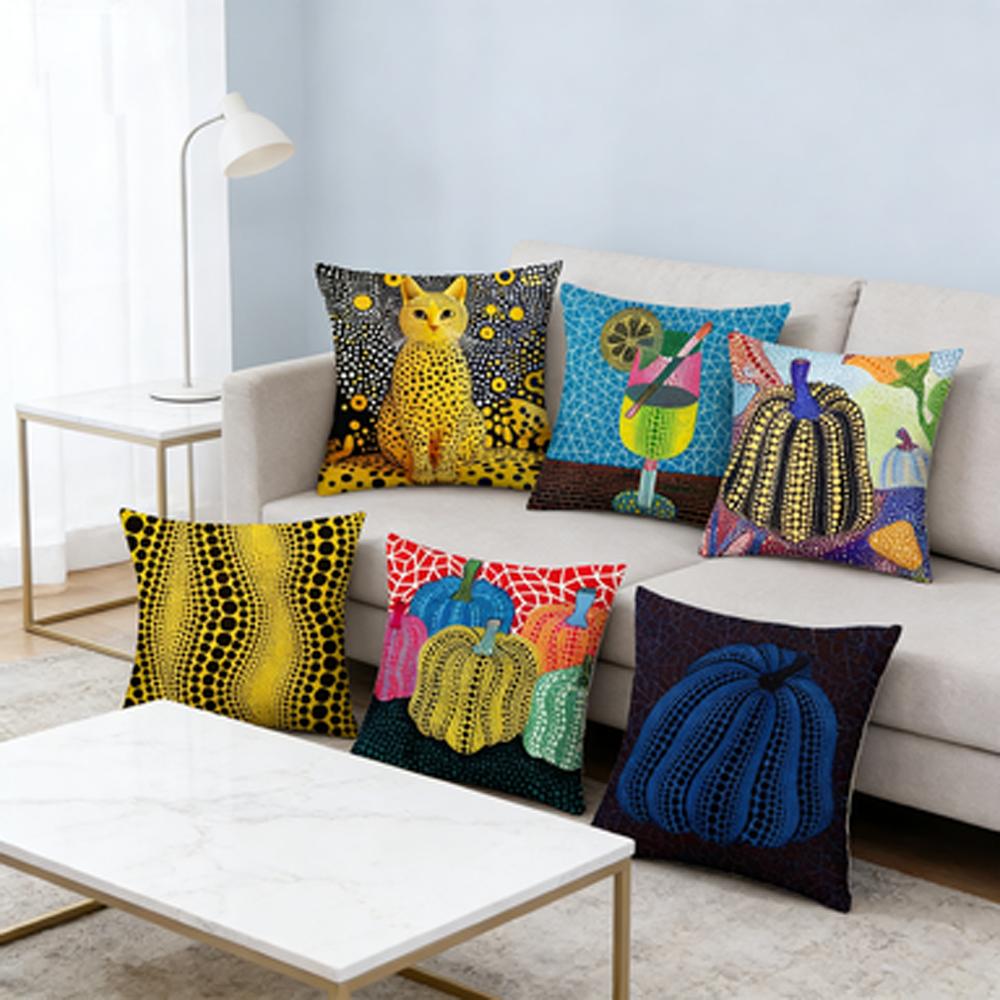 Yayoi Kusama Abstract Art Pumpkin Plush Pillow Case Double Sided Print Soft Cushion Cover for Home Sofa High Quality Throw