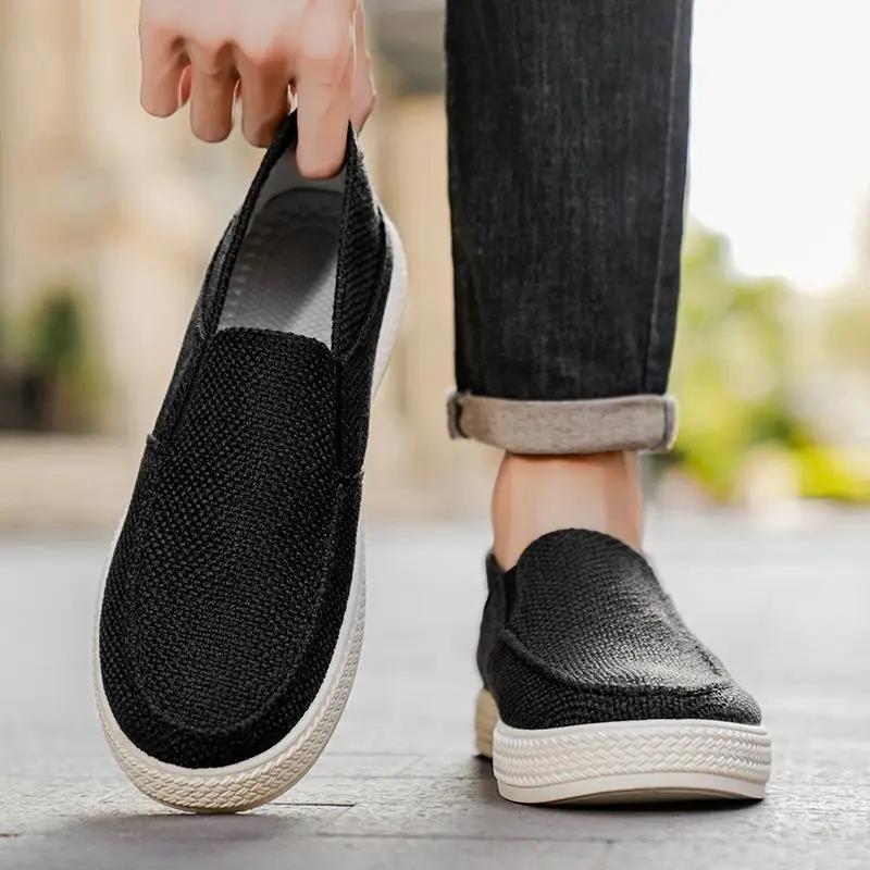 Fashion Men's Casual Shoes Plain Canvas Non Slip Sneakers Lightweight Hiking Designer Luxury Without Leather Sale Trends 2025 Male Shoe